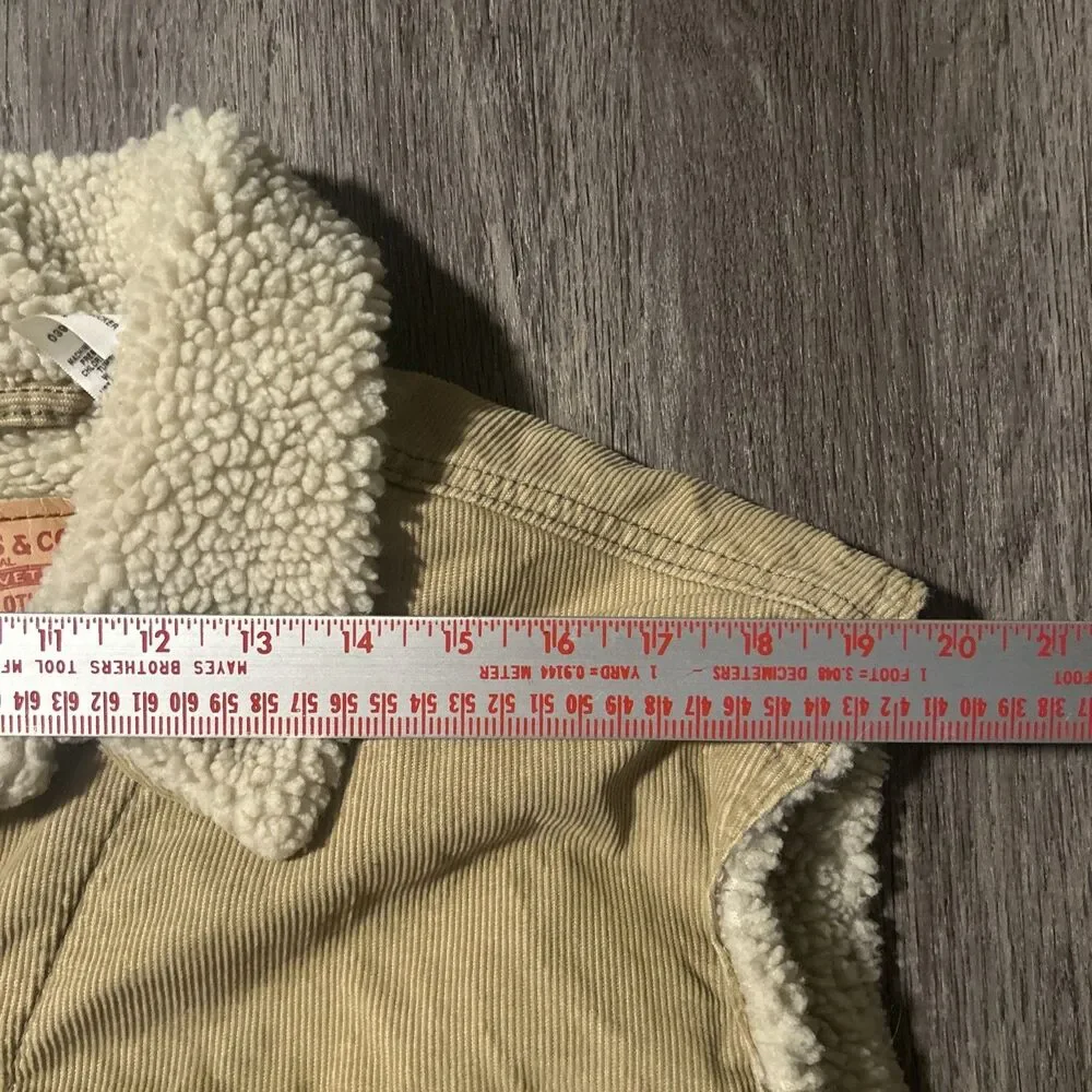 Levi's Corduroy And Sherpa Trucker Vest Size Large Beige Taupe Country Workwear